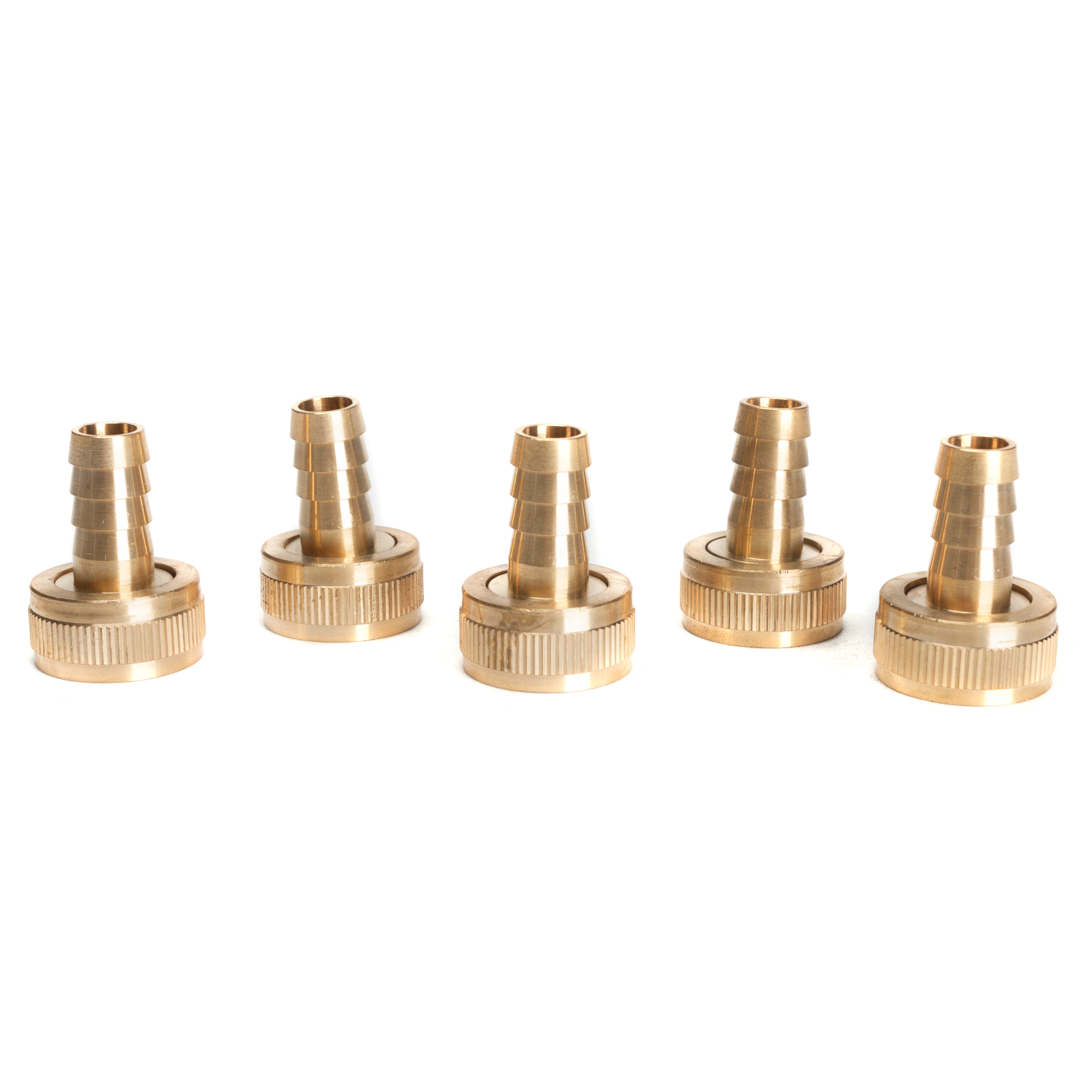 LTWFITTING Brass 1/2 Inch Barb x 3/4 Inch FHT Hose Repair/Connector,Garden Hose Fitting(Pack of 5)