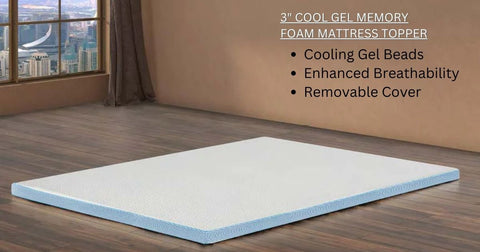 3" Cool Gel Memory Foam Mattress Topper cool sleeping product for summer nights.