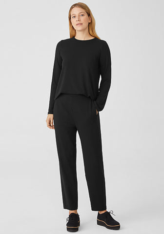 Eileen Fisher Size Large Black Viscose Washable Stretch Crepe Slim