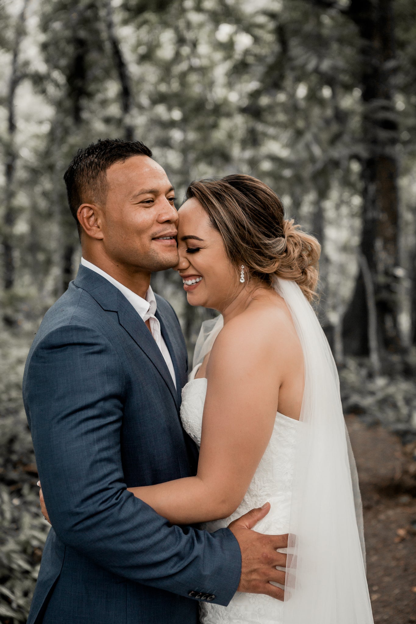 Bride and the groom in a portrait 