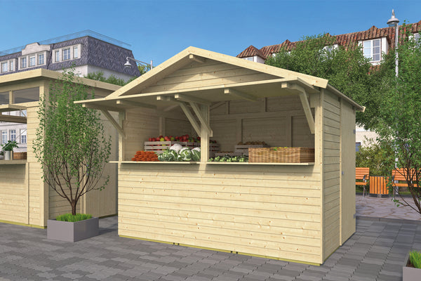 outdoor wooden kiosk