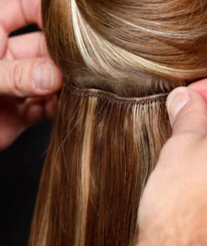 Applying beaded hair extensions