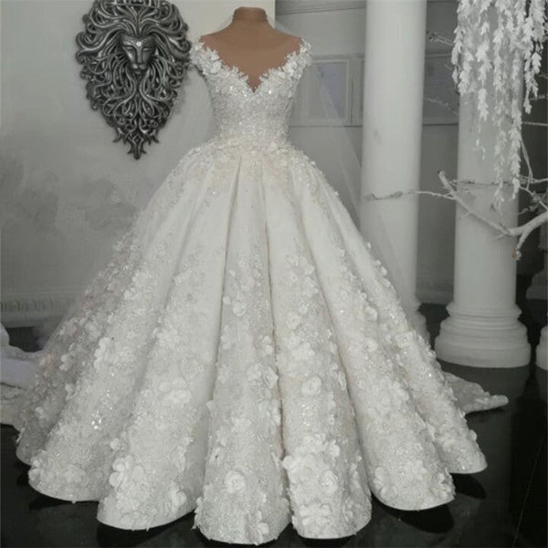 AmazingBridal Dresses Sweetheart Appliques Crystal Beading Classic