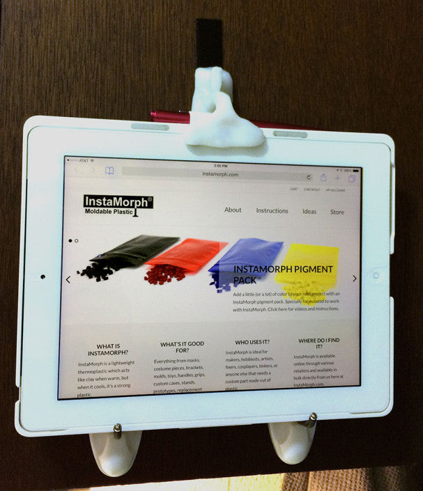 iPad wall mount made with InstaMorph moldable plastic.