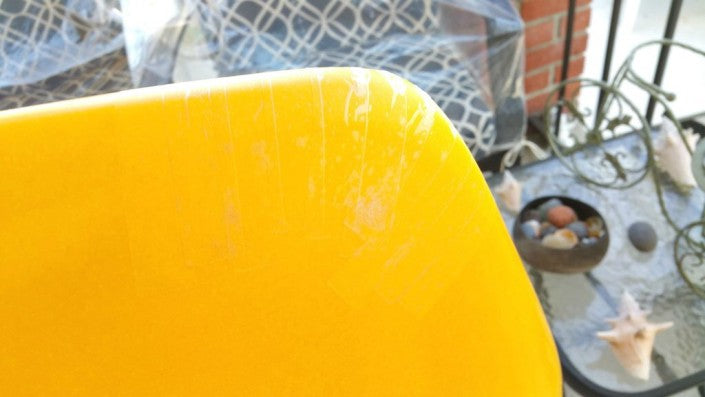 Close up of the edge of the kayak that the hull protector made with InstaMorph moldable plastic will be for.