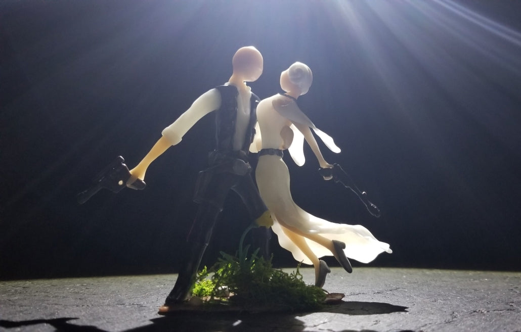 Han Solo and Princess Leia Star Wars wedding cake topper made with InstaMorph moldable plastic.