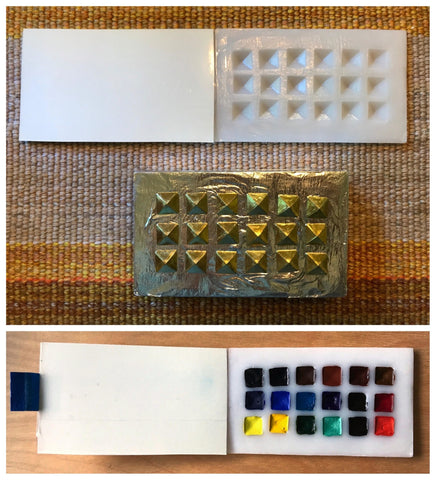 Watercolor tray made out of InstaMorph. Also shown is the mold used to make it.