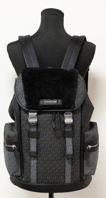 Cooper Large Black Signature PVC Faux Fur Sport Flap Backpack Bag – Dilotti