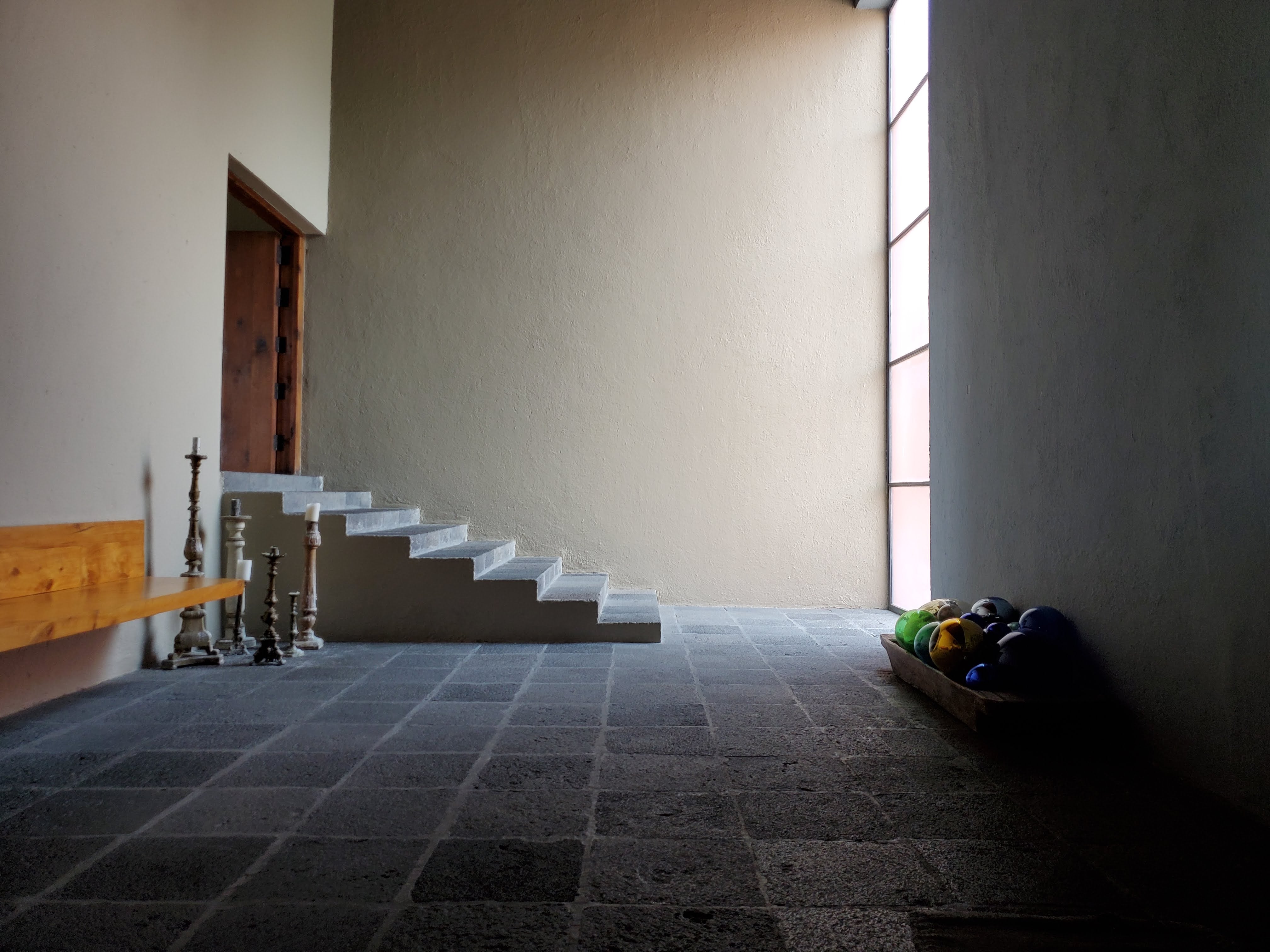 Casa Pedregal entry way stairs designed by Luis Barragán in Mexico City.