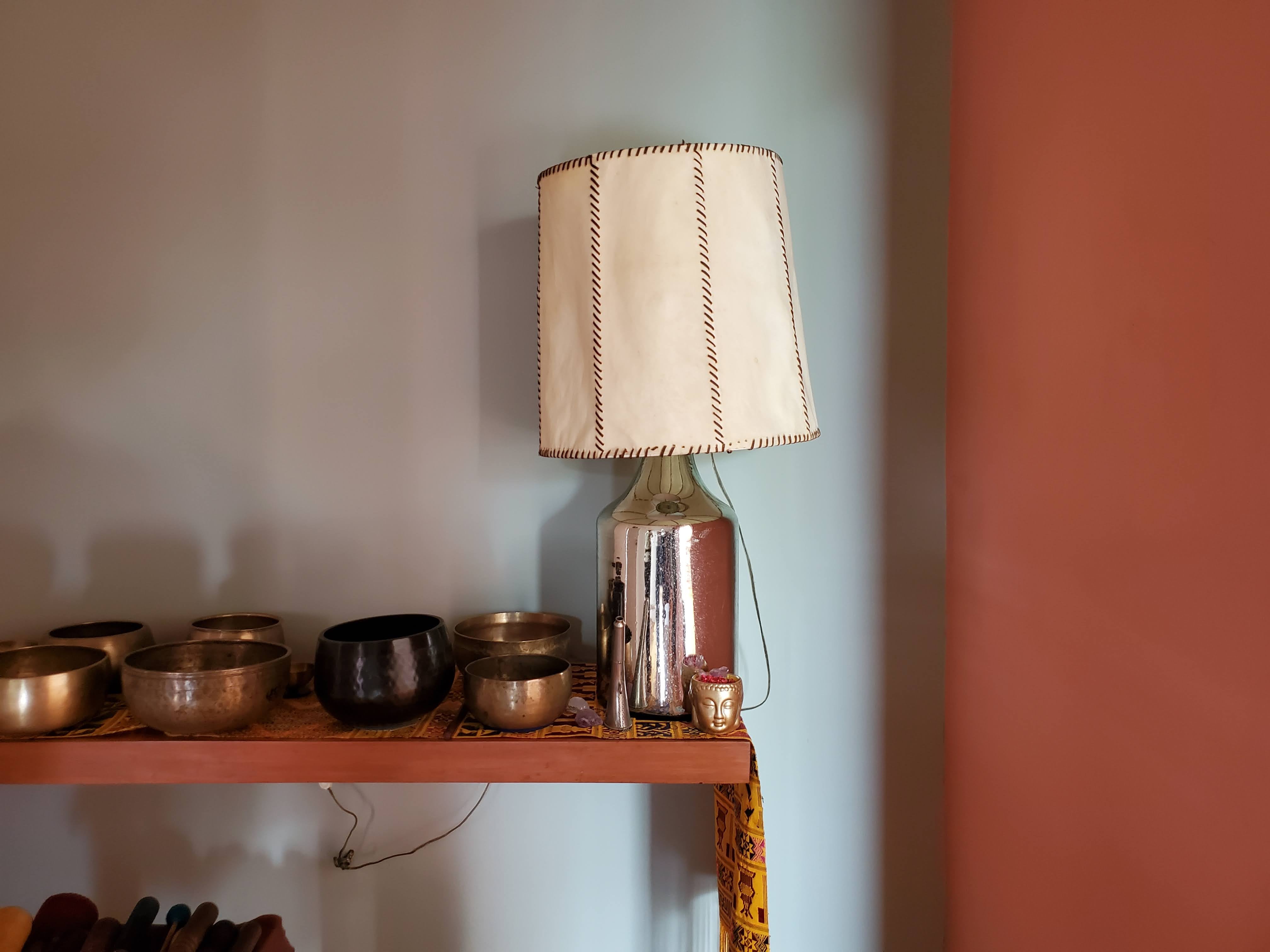 Mirror glass lamp in casa pedregal in mexico city.