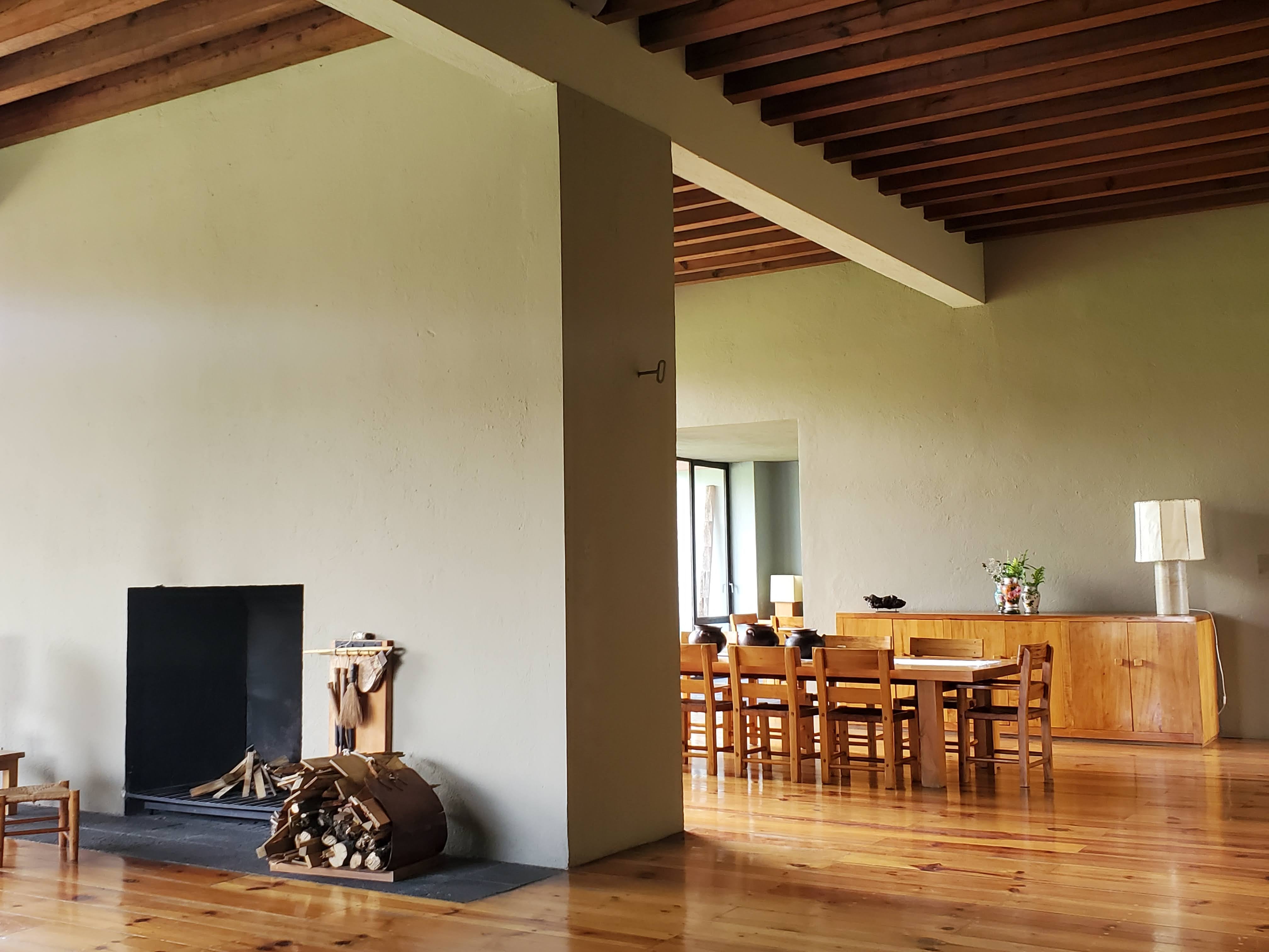 Living room and Dining room at Casa Pedregal designed by Luis Barragán in Mexico City.