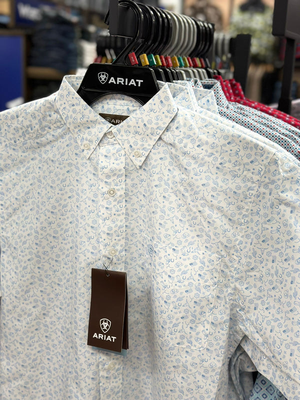 Ariat shirt classic westley white & blue –