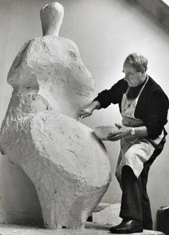 Moore in his studio in Perry Green, 1958