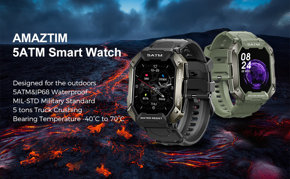 AMAZTIM C20  5ATM Waterproof Fitness Tracker Smart Watch