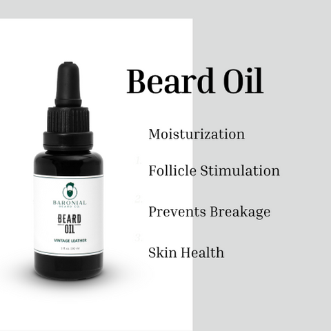 Baronial Beard Co. Vintage Leather Beard Oil and Beard Oil Benefits List.