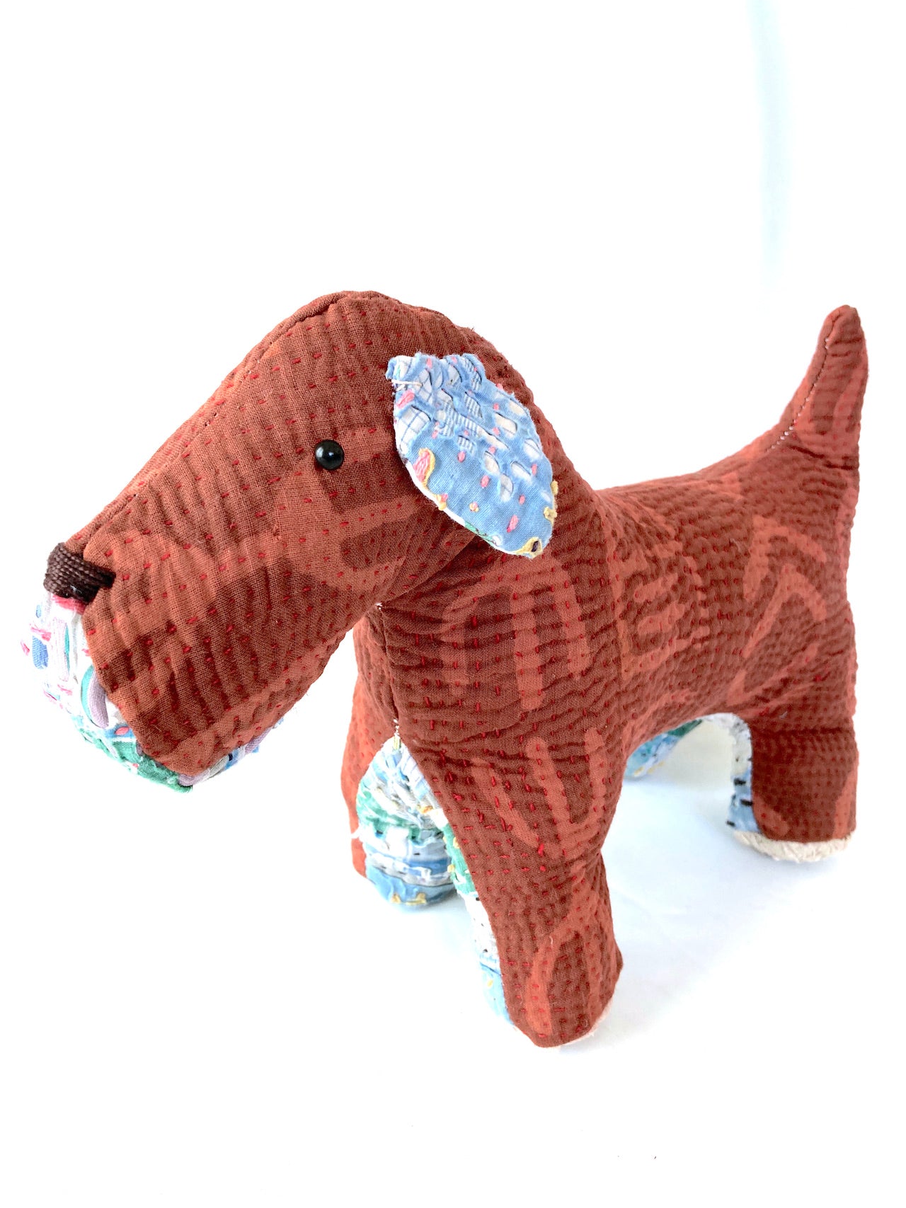 ミニシュナウザーズ ヴィンテージキルトハンドメイド 犬 ぬいぐるみ Stuffed Doggy Mojora