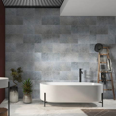 Moondust Silver Grey Sandblasted Quartzite Floor and Wall Tiles