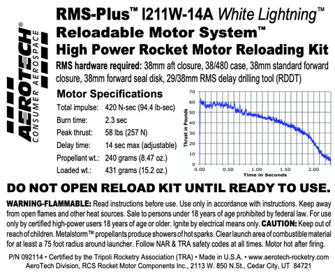 AeroTech I1299N-P RMS-38/480 Reload Kit (1 Pack) - 09129P 