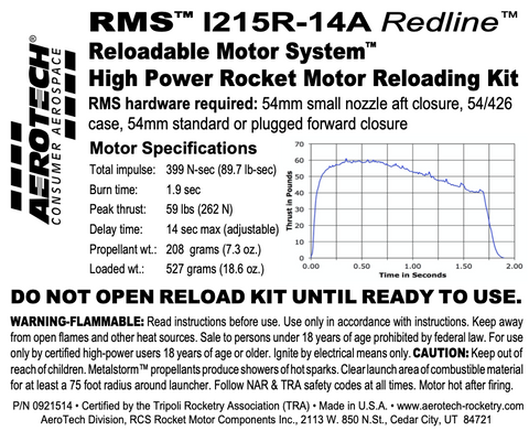 AeroTech I215R-14A RMS-54/426 Reload Kit (1 Pack) - 0921514