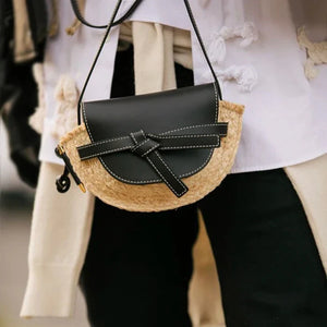 Fira half-moon Straw Saddle Bag - Usoao