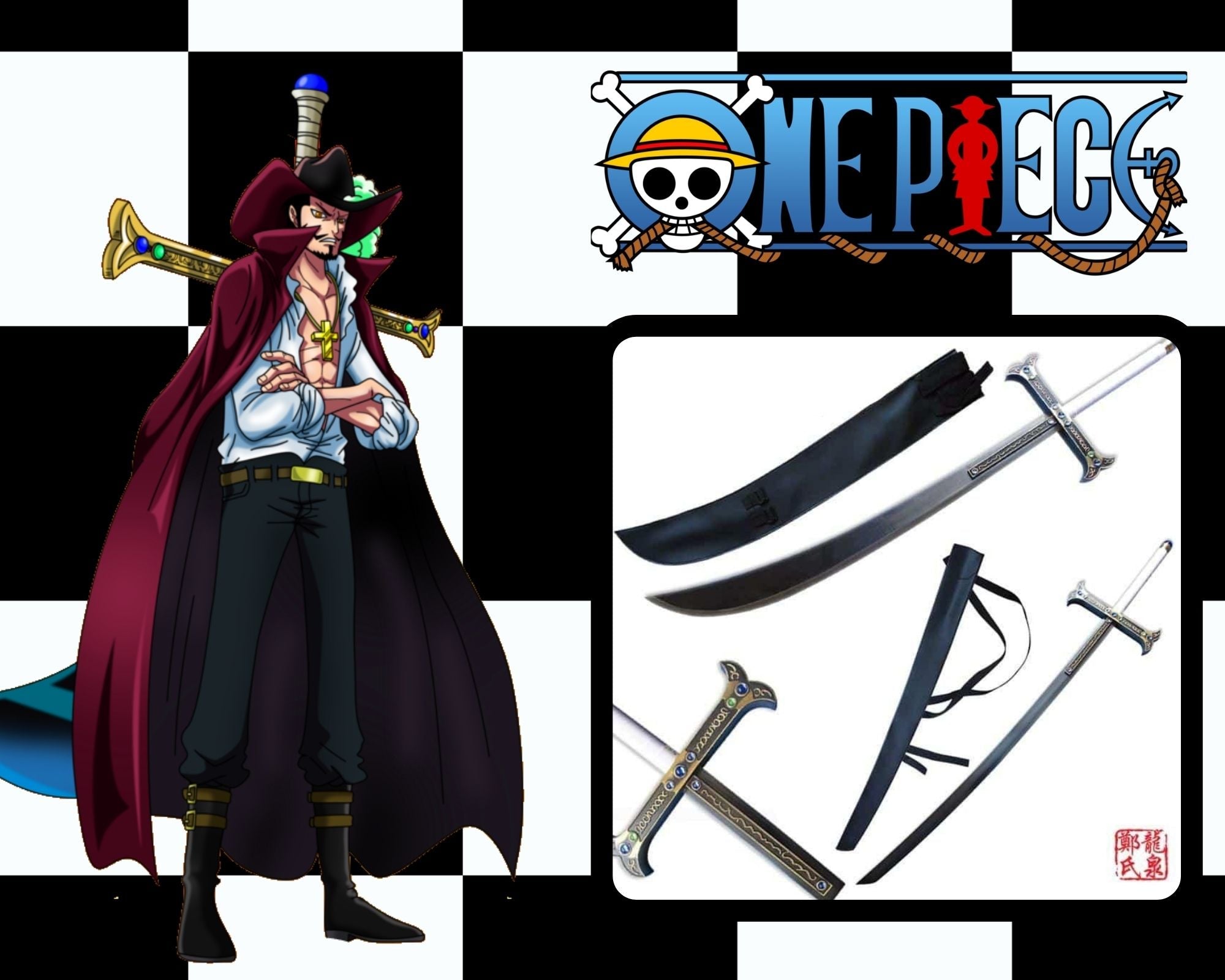 Anime Cosplay One Piece White Beard Edward Newgate Sword Weapon Bisento  Cosplay Replica Prop Wood PVC