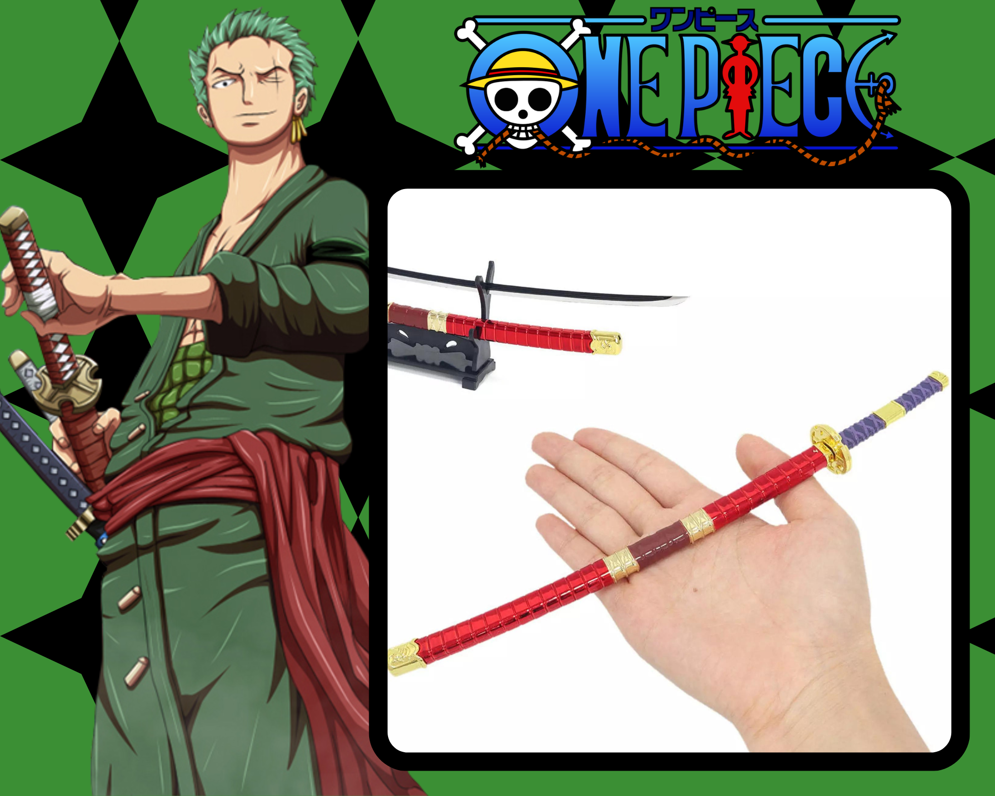 Mini katana Shusui Wado Ichimonji de Zoro de One Piece ⚔️ Loja