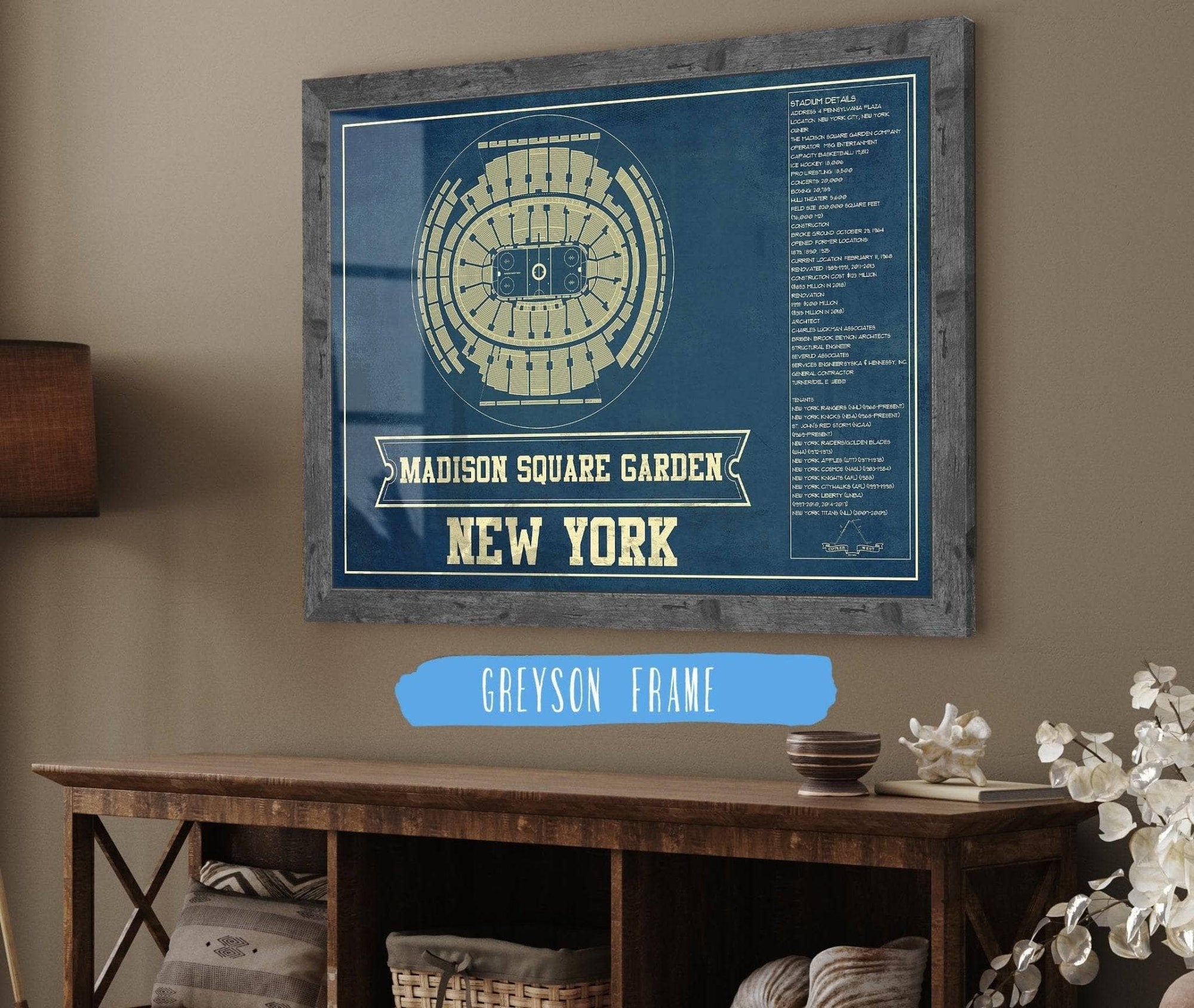 New York Rangers Madison Square Garden Seating Chart - Vintage Hockey Print - Cutler West-Unframed