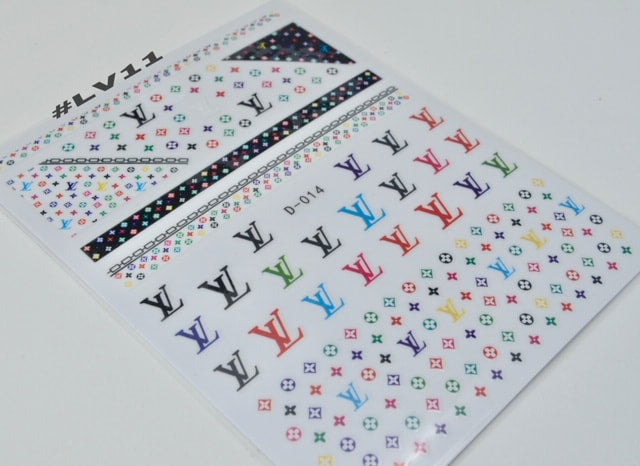 6 Sheets Multicolor LV Nail Stickers