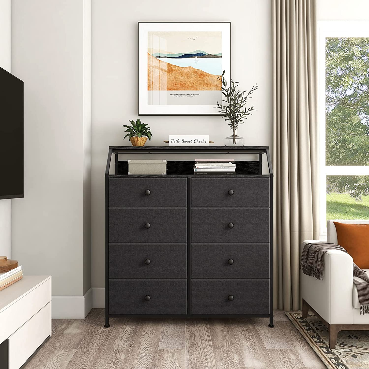 REAHOME 8 Drawer Dresser with Shelves for Bedroom Large Storage Organi