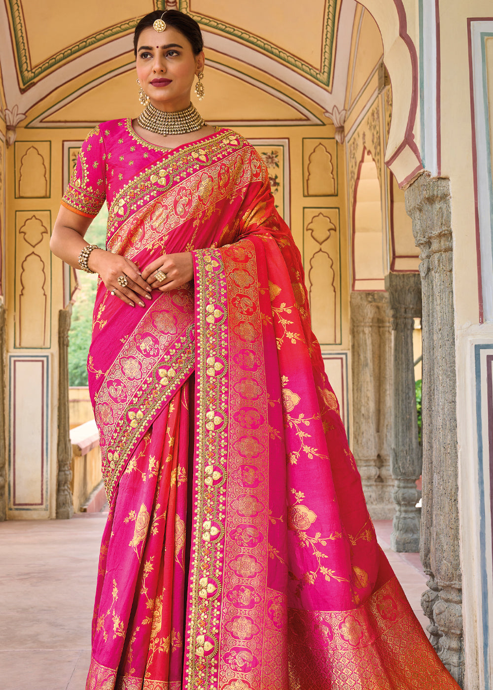 Shop Wide Range Woven Zari Silk Blush Pink Saree SARV136884
