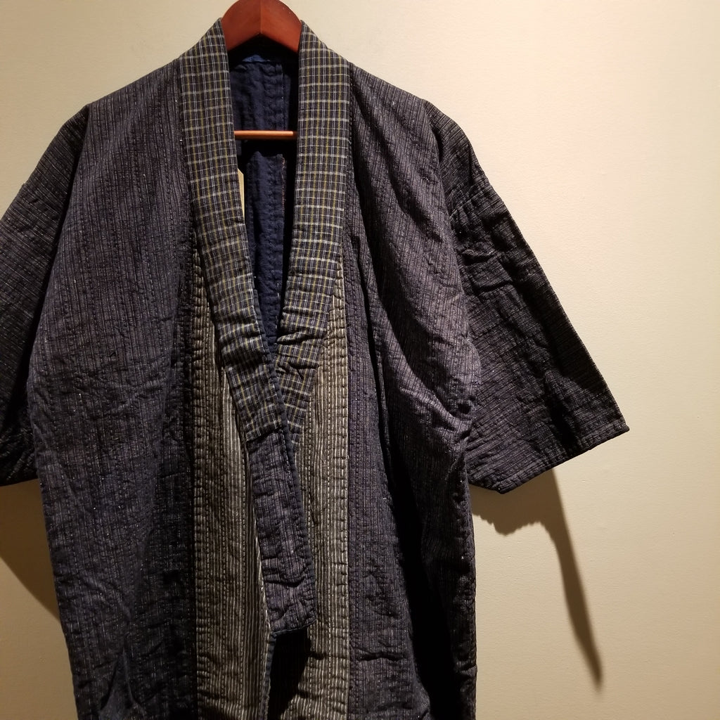 Boro Sashiko Folk Long Noragi Jacket - Siamurai