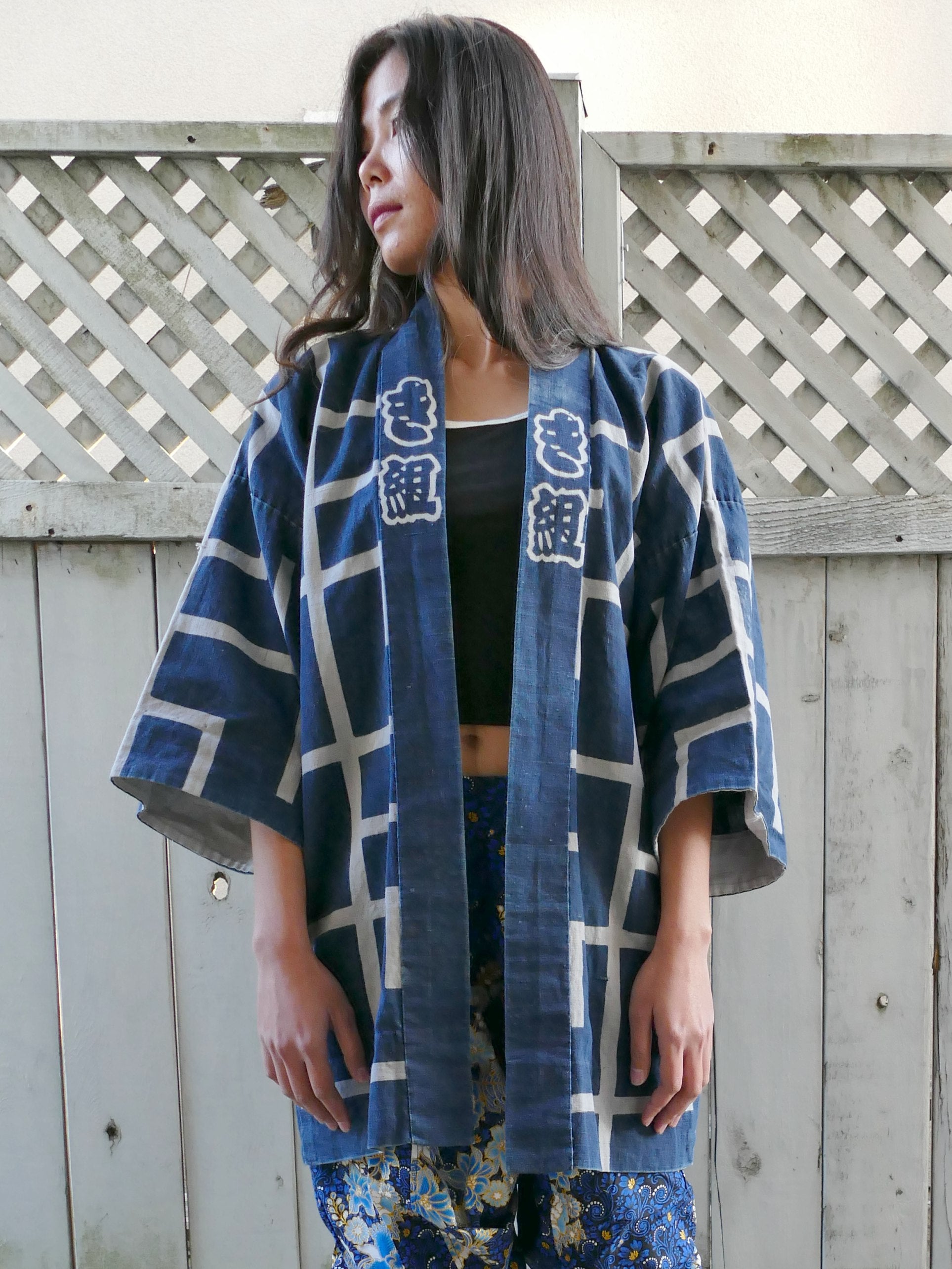 vintage indigo dye hanten kimono jacket【北】 - Siamurai