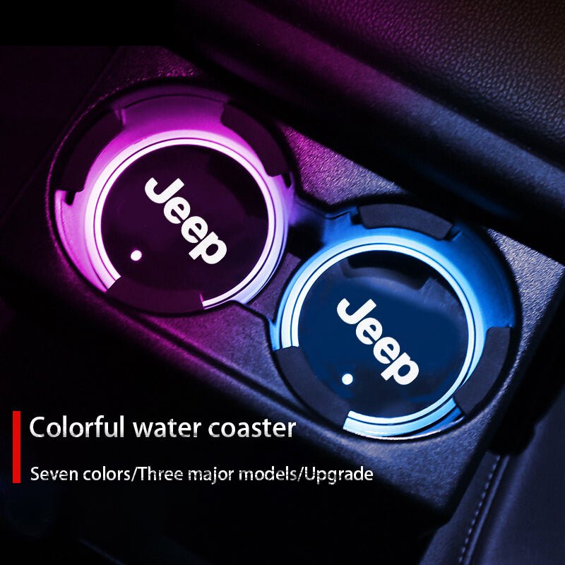 LED Luminous Jeep Car Coasters For Cup Holder with Intelligent Light – Car  Coasters Shop