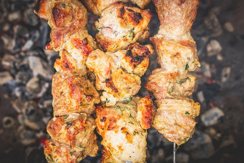 chicken skewers are so good when cooked over the fire
