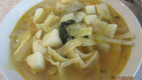 the great depression cabbage soup can provide a great amount of food for a lot of  people or for a long time. Provides great nutrients and made with cabbage onions and vegetables