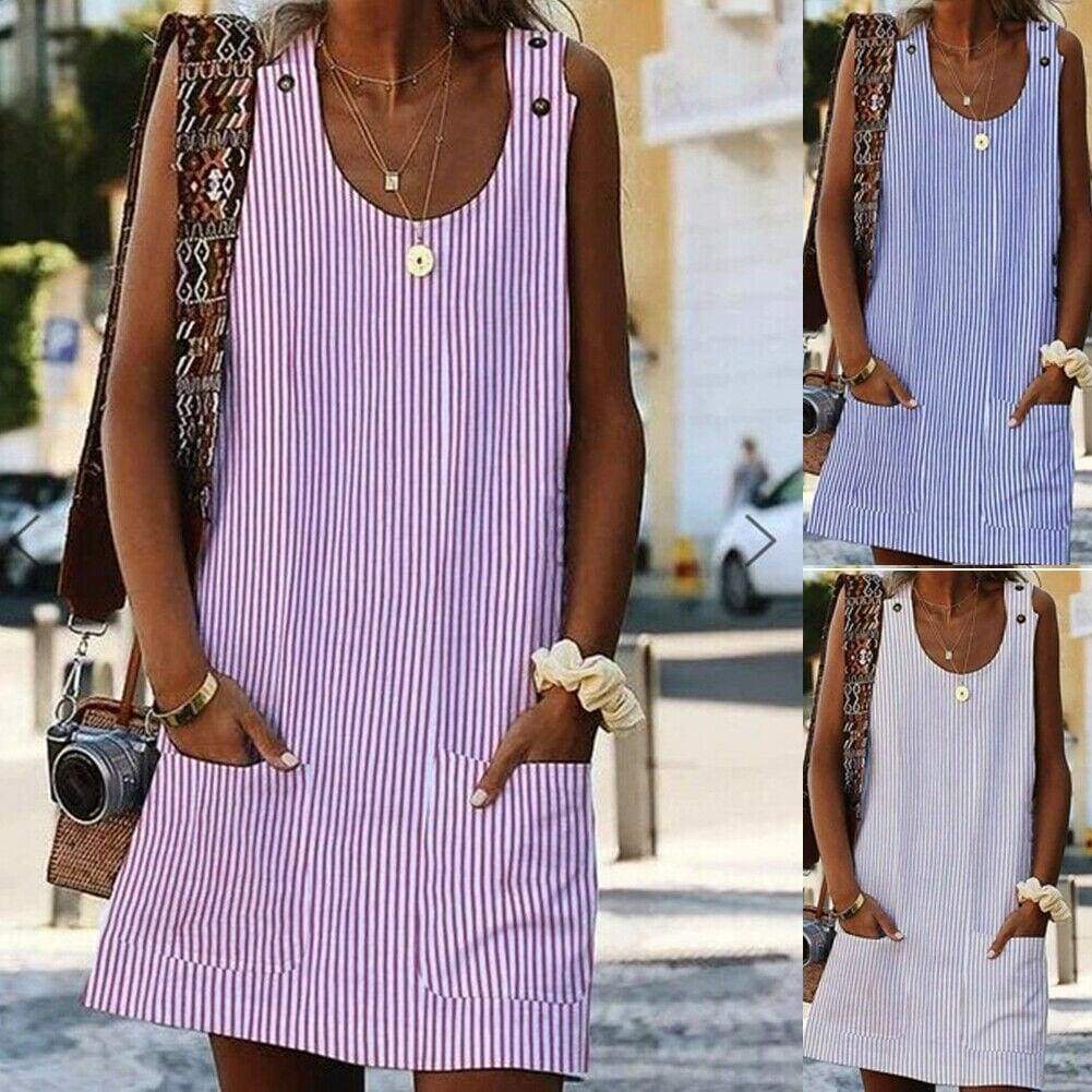 Plus Size Women Boho Stripe Short Mini Dress#N# – FashionSierra