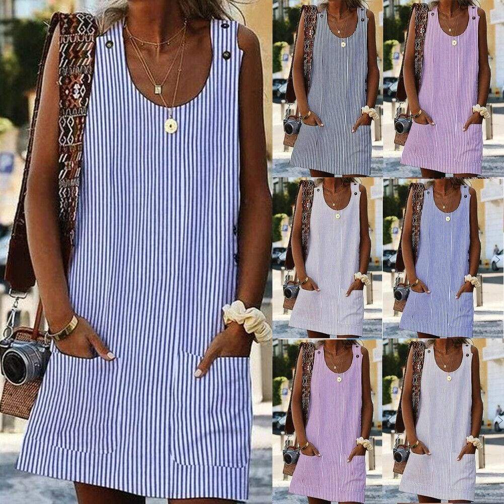 Plus Size Women Boho Stripe Short Mini Dress – FashionSierra