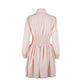 Vintage Elegant Wrinkle Women Midi Dress Zipper Ruffle Elastic Dresses