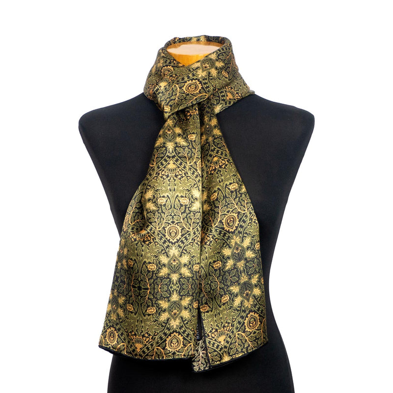 Olive Green Silk Scarf Inspired by Art Deco - Munira, Unique Scarves ...