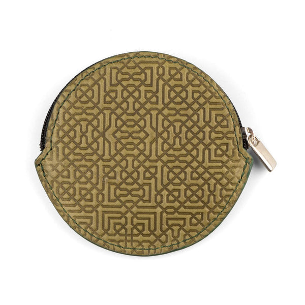 Metallic Leather Round Coin Purse Gold