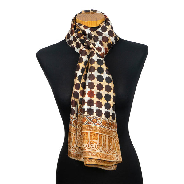 Gold n Brown Silk Scarf — Sunavworld LLC