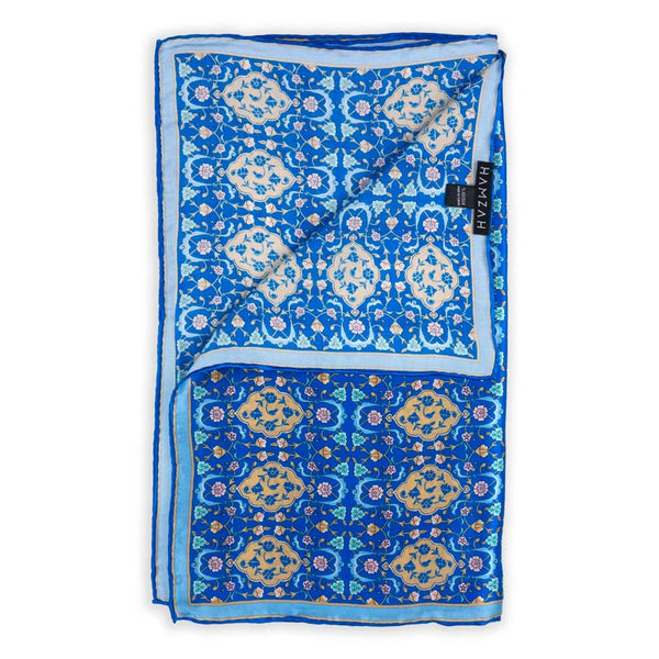 Chicago Skyline Silk Twill Scarf - Blue White –