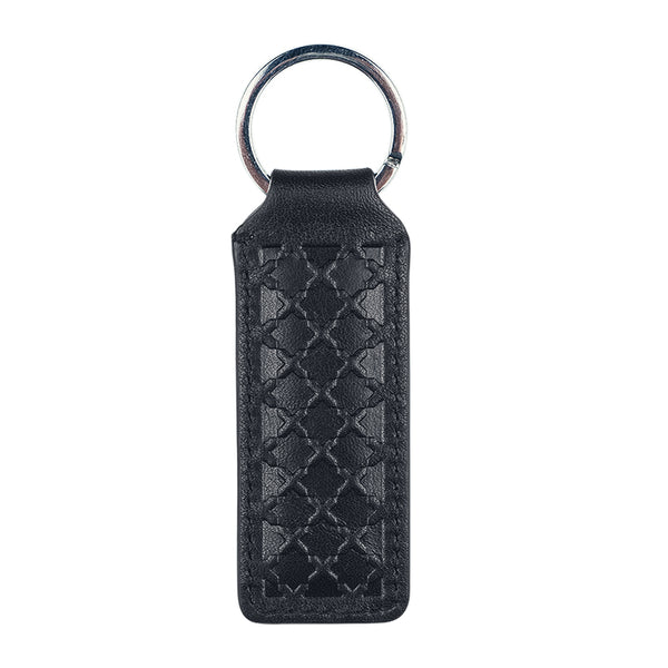 Black Monogram Leather Keychain