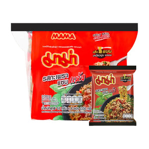MAMA Instant Noodles Spicy Basil Stir-Fried Flavour (Pack 6) - Eurasia Herbs - Natural Products from Thailand  - Instant Noodles Spicy