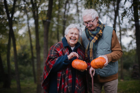 Active Seniors enjoying a day at the Pumpkin Patch - Caution: Elderly People