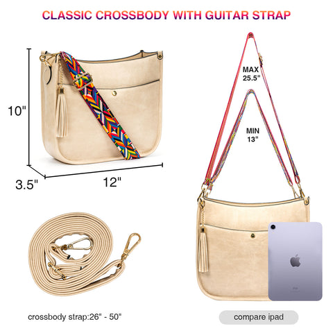 Vintage Sling Backpack For Women, Guitar Strap Crossbody Bag