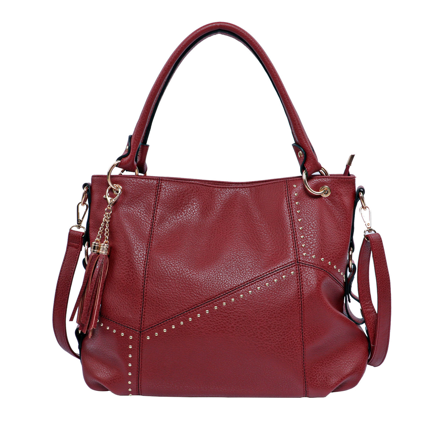 Handbags - Lavawa Patchwork Tassel Studs Tote Shoulder Bag Crossbody ...