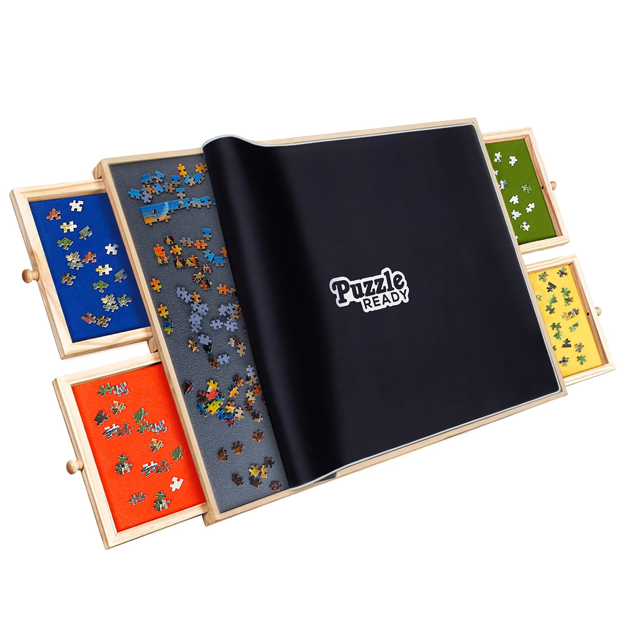 puzzle board with drawers
