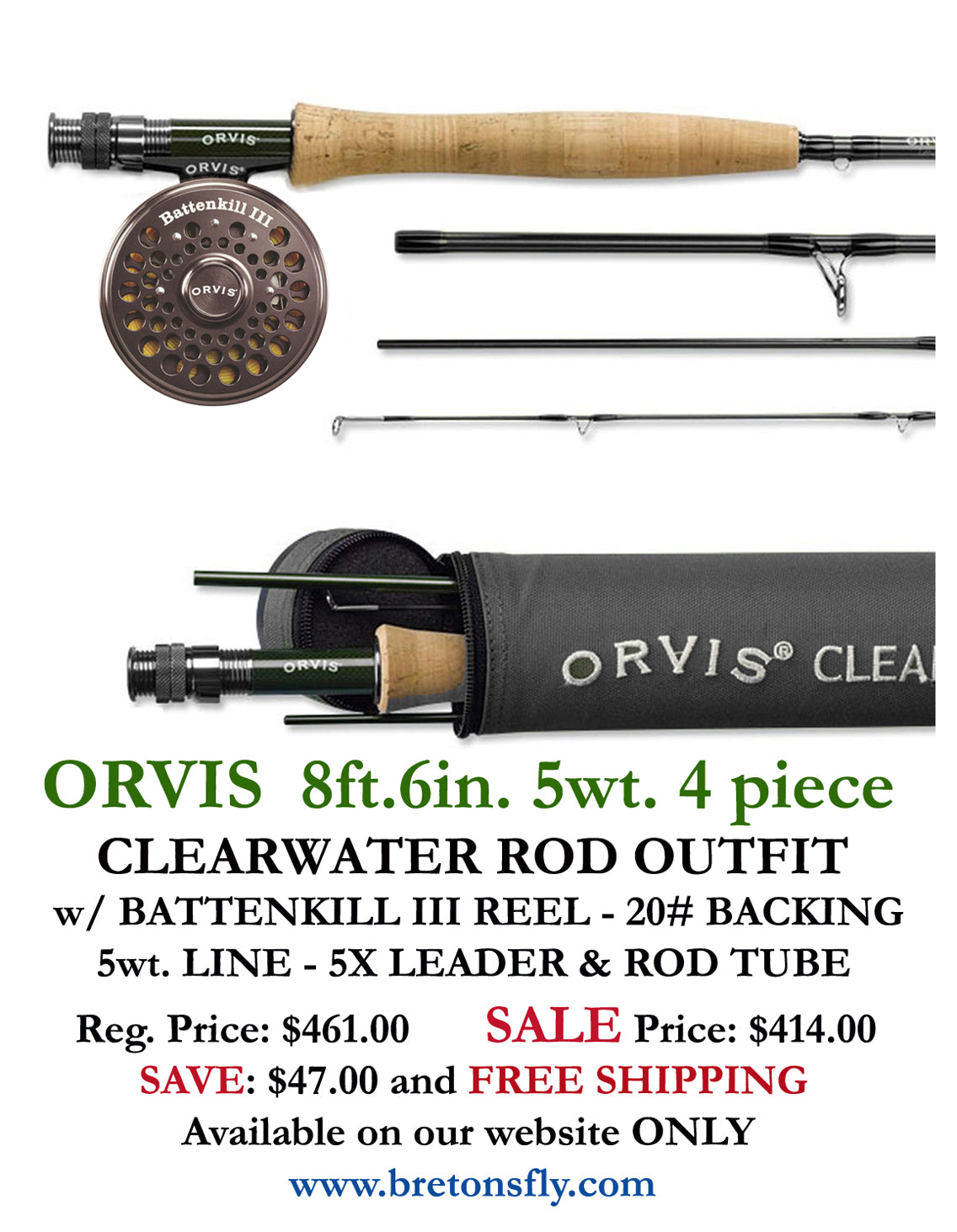 Orvis Clearwater Rod and Battenkill Reel Combo - Outfit 7ft - 6 in