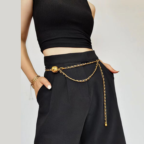BEMYLV Leather Chain Belt Bag for Women Black Crossbody Waist Purse Fanny  Pack Fashion Evening Clutch Mini Handbag Detachable